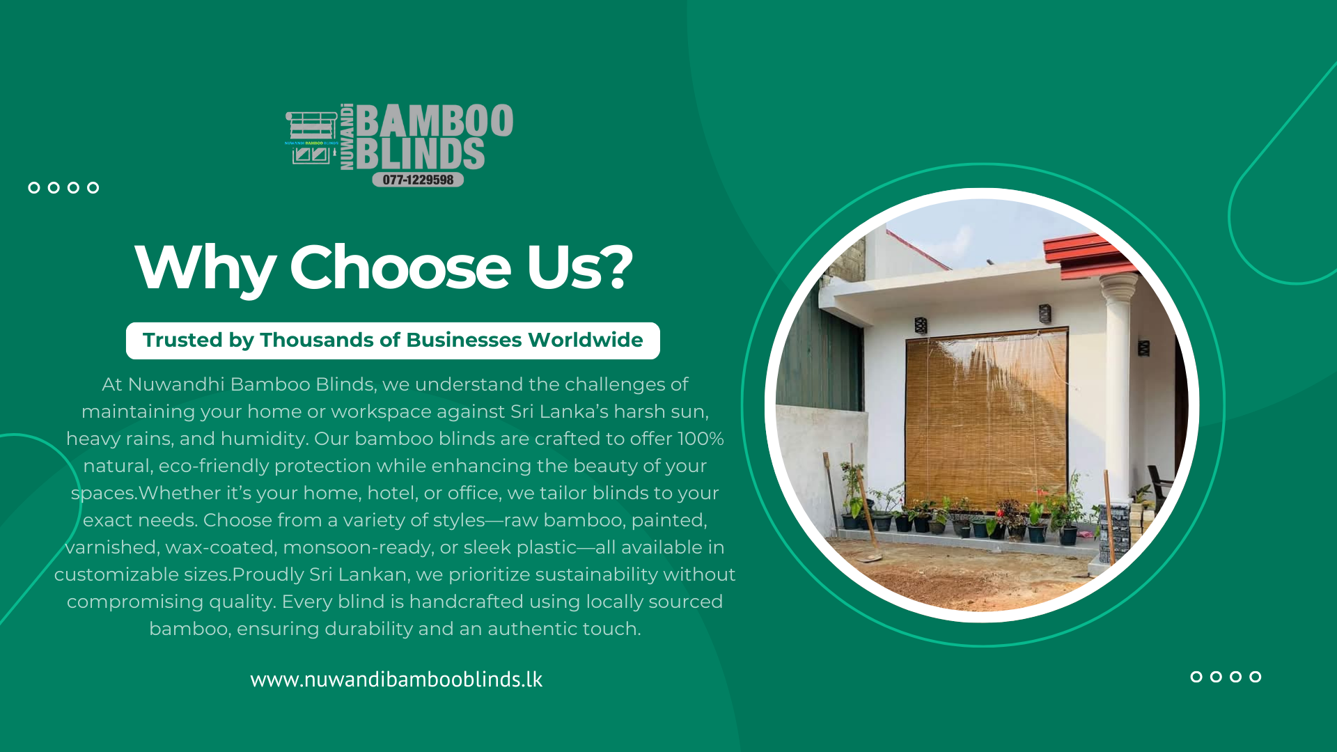 Bamboo Blinds Sri Lanka - Outdoor and Synthetic Options